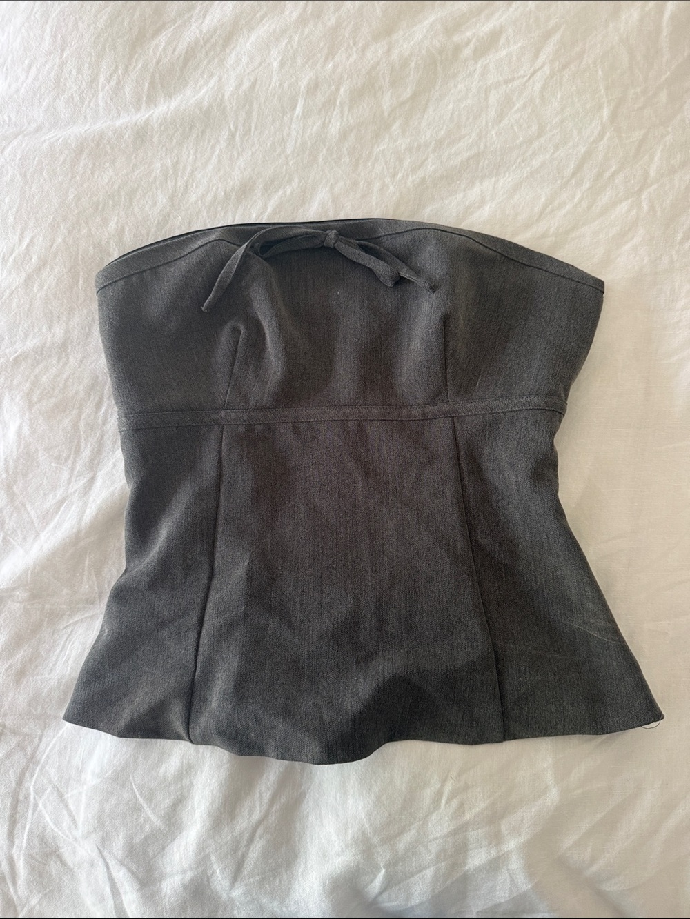 Strapless Charcoal Gray Peplum Top